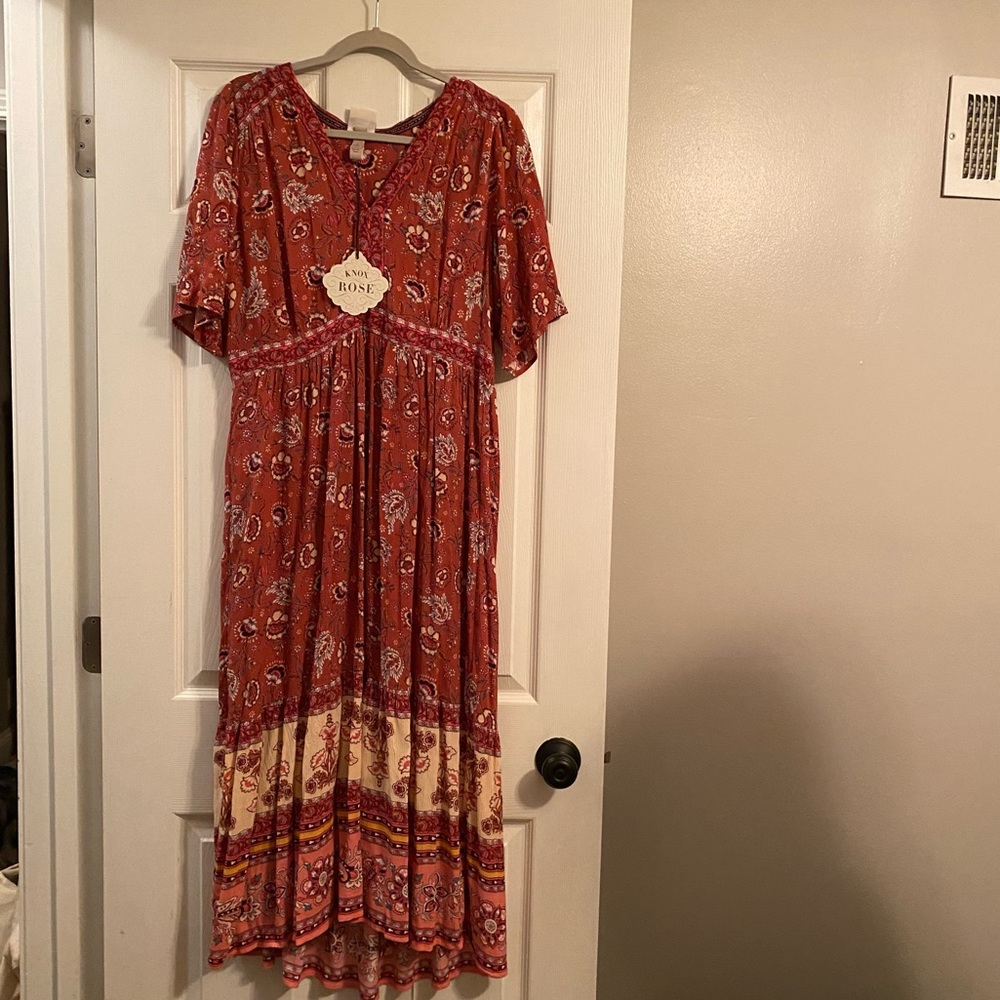 Knox Rose Red and Cream Midi Dress